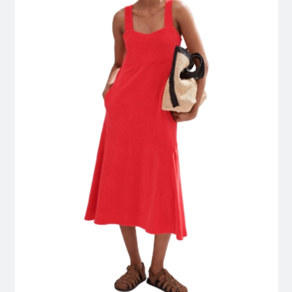 Me + Em Red Towelling Sleeveless Midi Dress